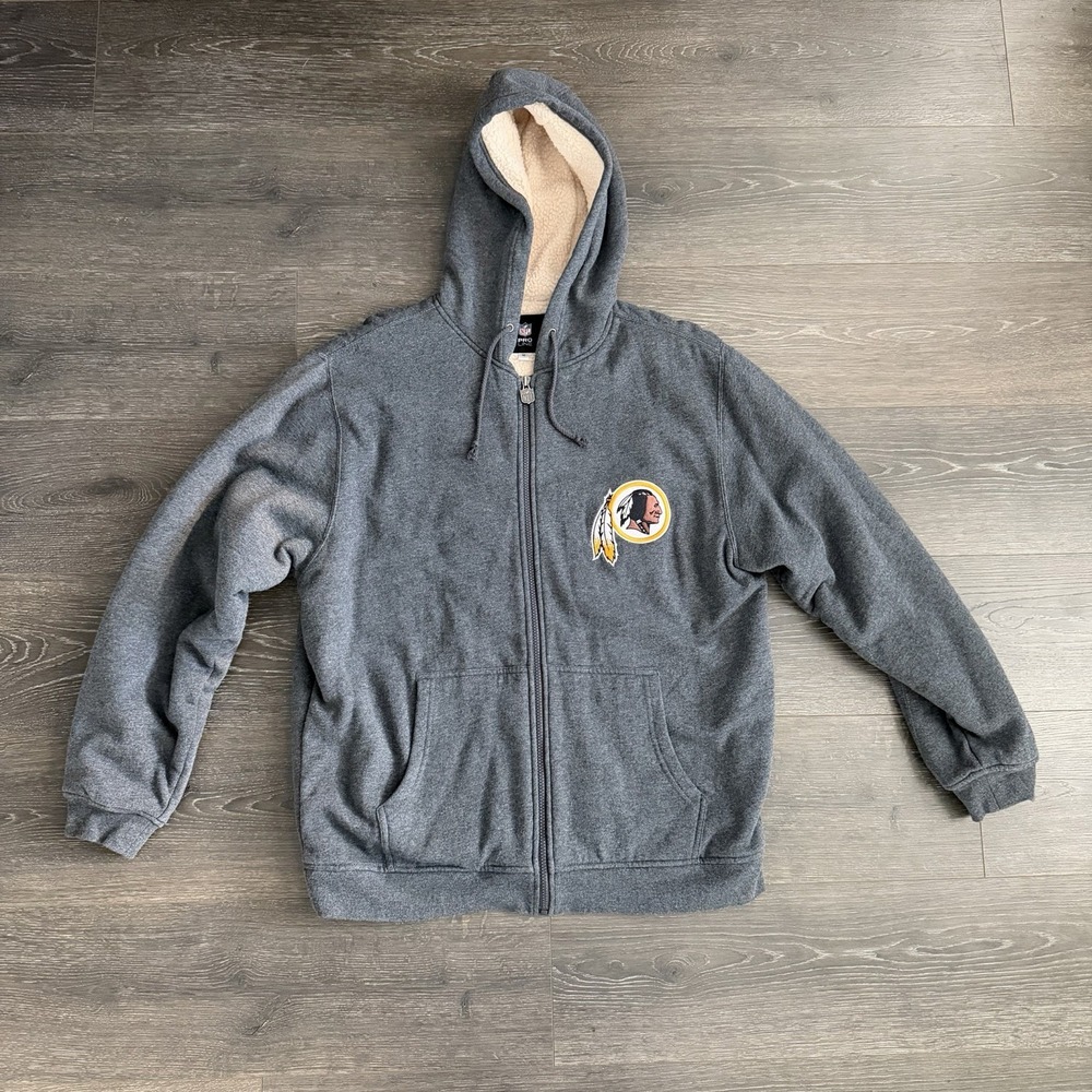 NFL Washington Redskins Full Zip Sherpa Hoodie‎ Jacket Front/Back Logos W Sz M